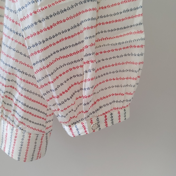 Anthropologie V-Neck Blouse Ivory Print Size 2 - Picture 8 of 16